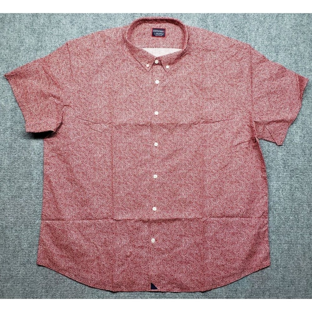 UNTUCKit Argadens Shirt Mens 3XL Red Short Sleeve Button Up Cotton Linen New
